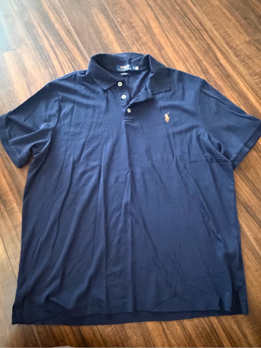 Ralph Lauren Navy Polo with Gold Pony Embroidery